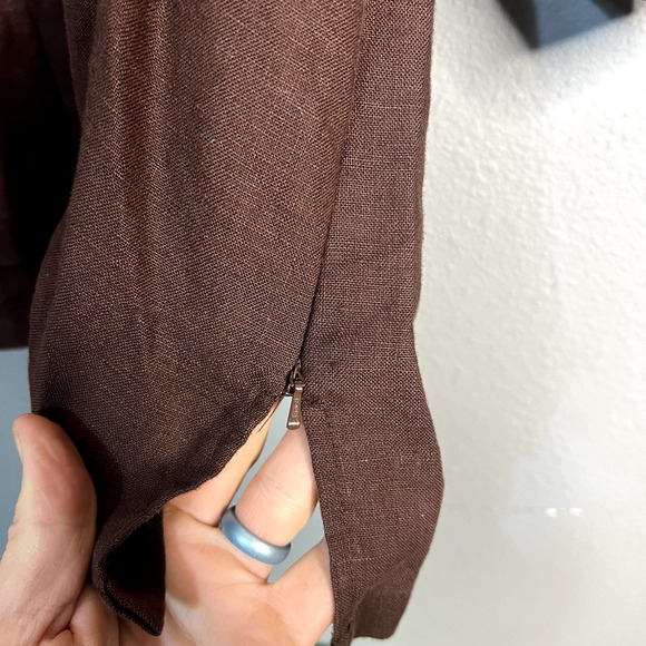 Vintage Night Studio Womens Size 20 Linen Brown Button Accents Blouse Tunic - Picture 4 of 16